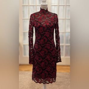 Georgiou 2pc Red and Black Floral Lace Dress
